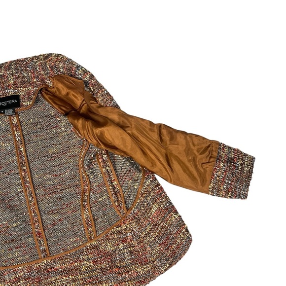 VINTAGE ETCETERA Brown Orange Speckled Tweed Blazer Jacket Women's Size 4 - Picture 13 of 16